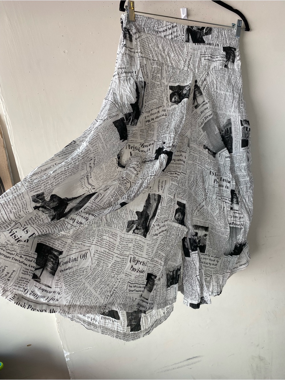 NWOT Ki Meng Newspaper Print Drop Crotch Harem Pants S Y2K Lagenlook - Picture 8 of 13